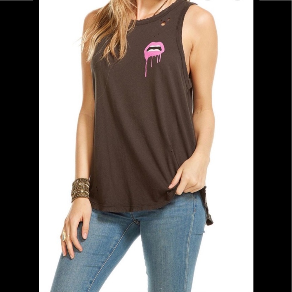 Chaser tank top with lip logo